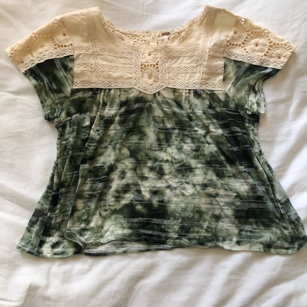 Free People Smocked Lace Top